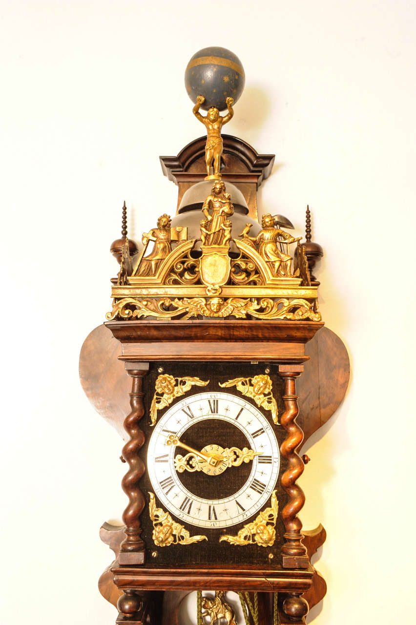 A good Dutch Zaanse rosewood wall clock, by Cornelis van Rossen, circa