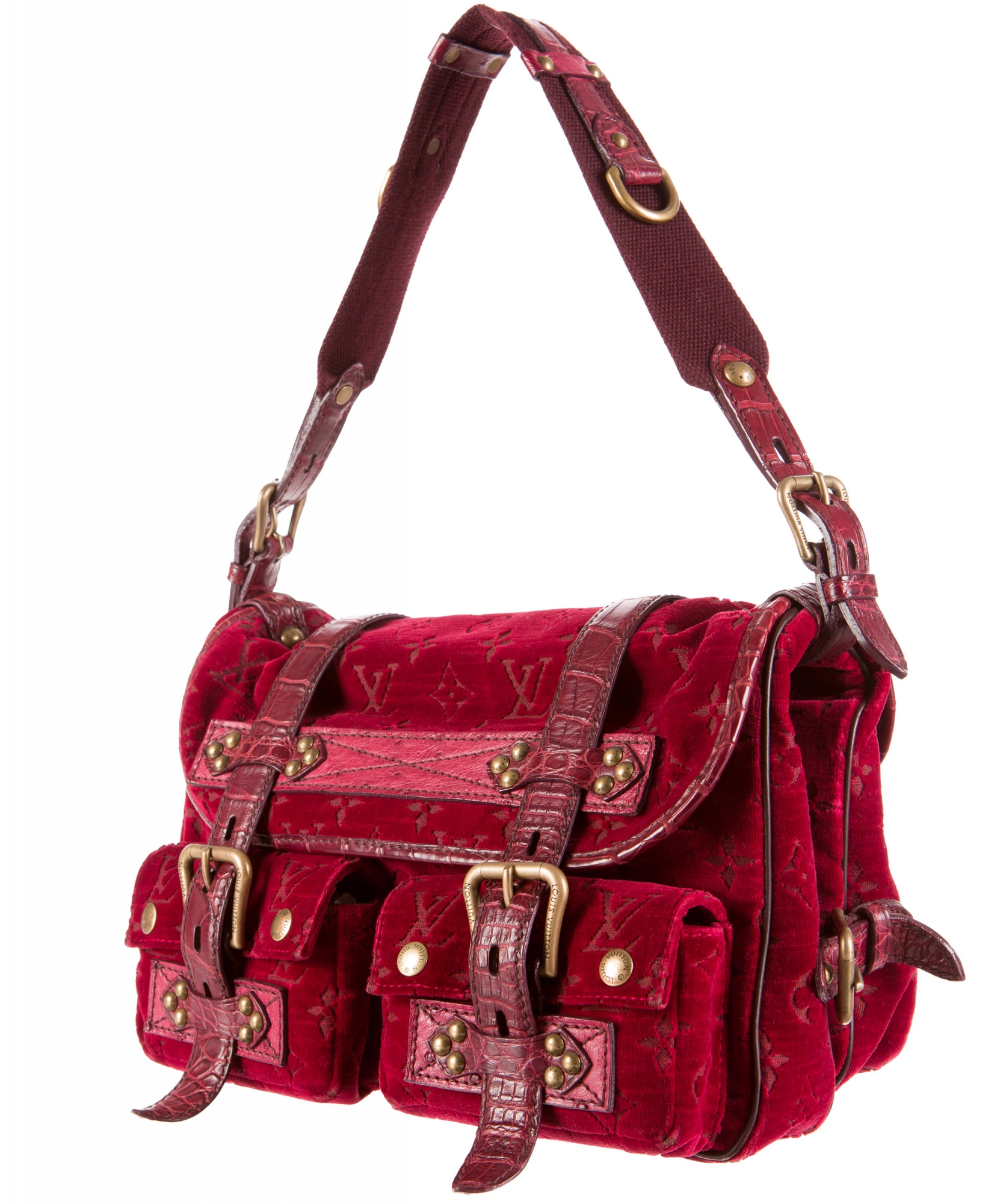 Louis Vuitton Red Velour Clyde Mon Shoulder Bag - Limited Edition | La Doyenne