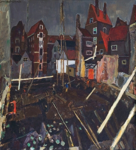Piling at the Nieuwedijk in Amsterdam by Jan Sluijters ('s Hertogenbosch 1881 - 1957 Amsterdam)