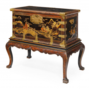 Japanese lacquer chest on stand