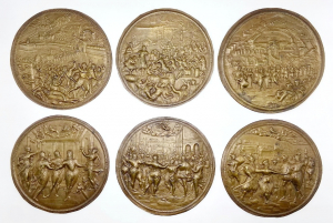 A series of six reliefs of "the liberation of Antwerp 1577"