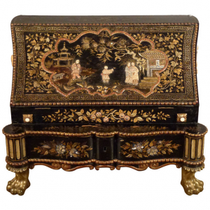 A rare Dutch lacquer table secretaire by Adrianus Apol (1780-Breda-1862)