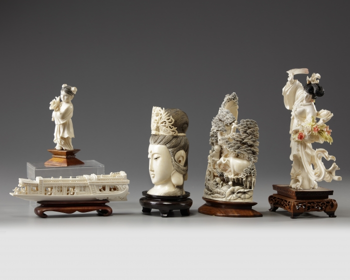 Five Chinese ivory carvings OAA
