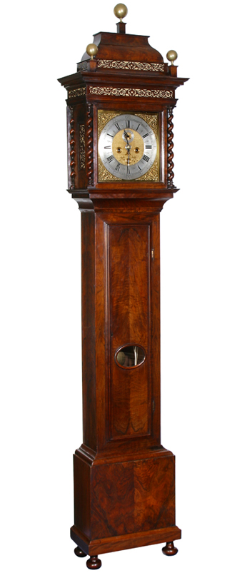 good Dutch walnut striking longcase clock Amsterdam circa 1710 Toebosch