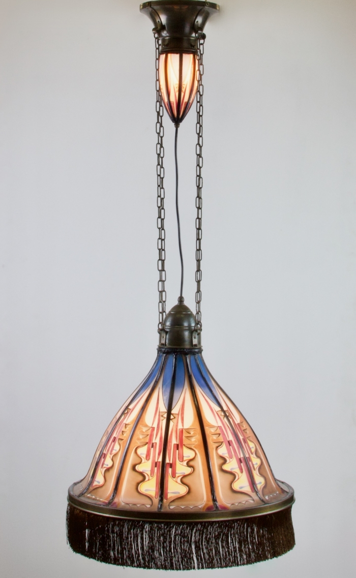 Banzai Zweet Maxim De Nieuwe Honsel, Amsterdam School hanging lamp with top light, model D218,  1920s - De Nieuwe Honsel | Kunstconsult