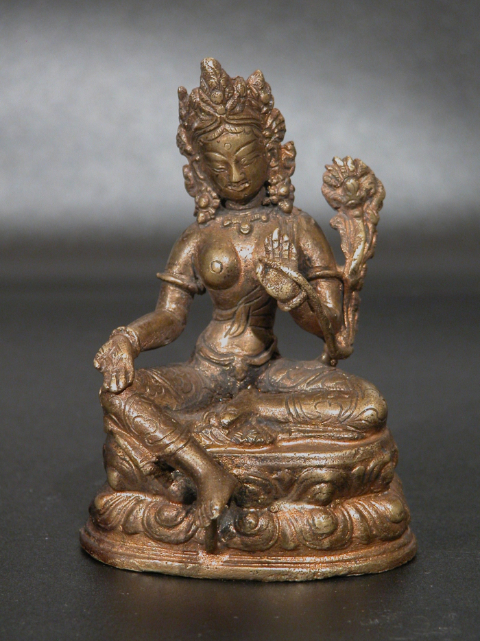 Antique Tibetan Bronze Figure Of Syamatara Green Tara Hart