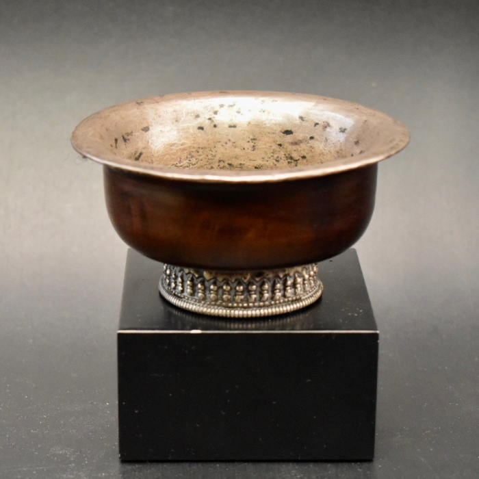 Antique Tibetan Wooden and Silver Tea Bowl Hart
