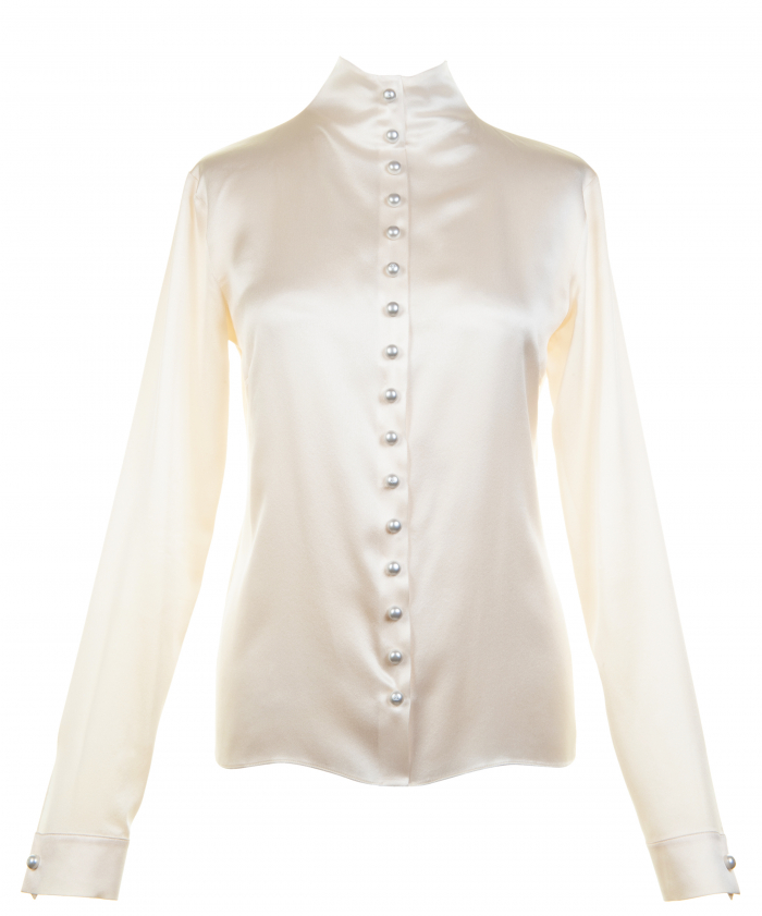 Chanel pearl button black silk blouse shirt FR38 ref.172124 - Joli