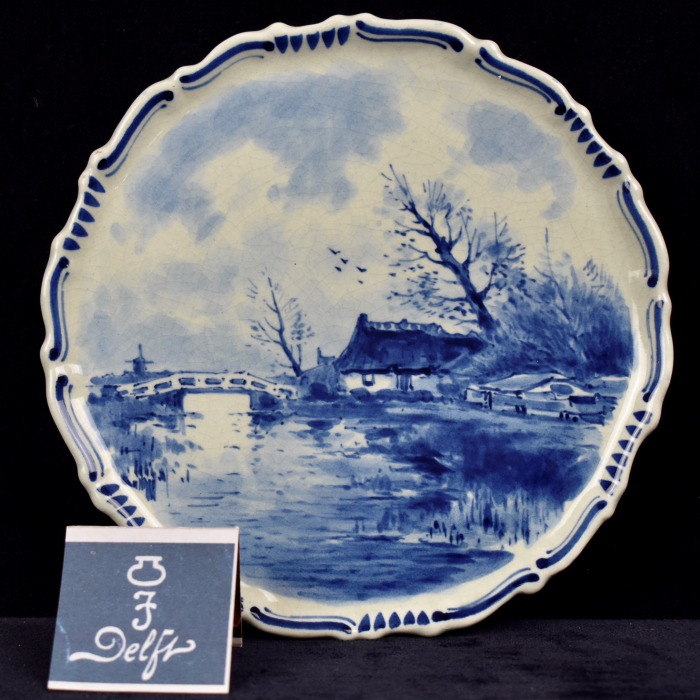 Grote De Porceleyne Fles Delft Blauwe Onderzetter Met Een Landschap