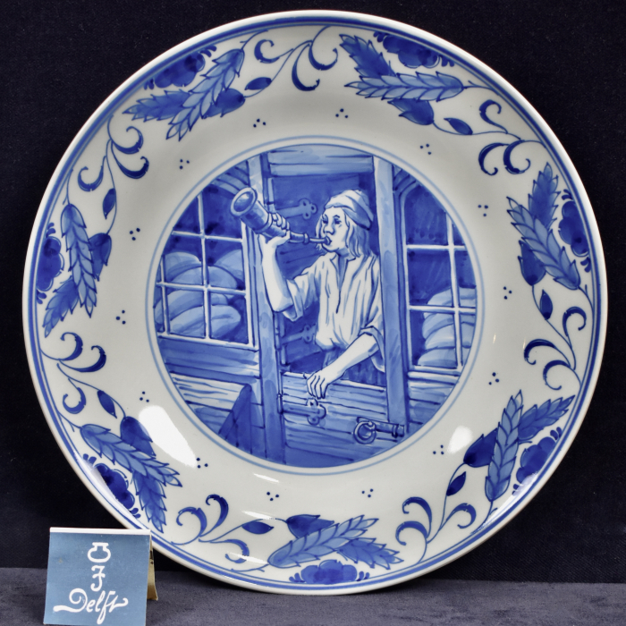 Very Rare Dutch Hand Painted Blue White Royal Delft Plate With The