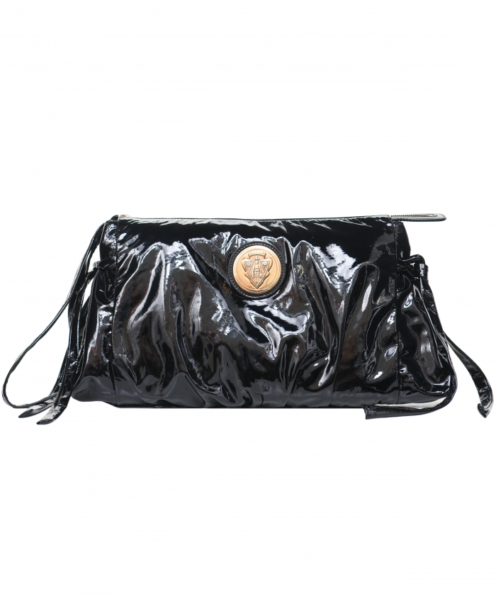 gucci black patent leather clutch