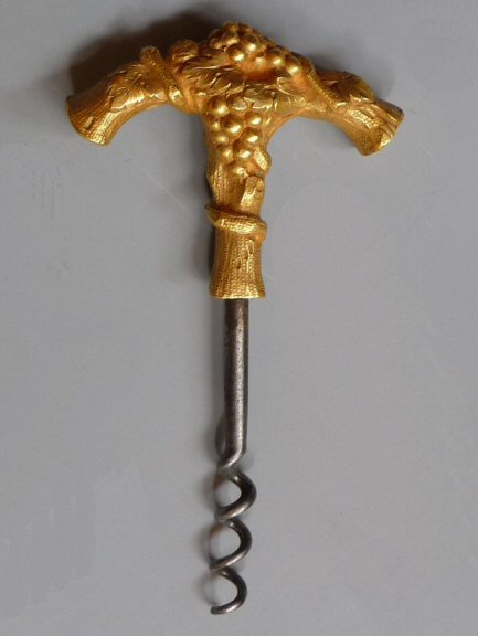 Decorative gilt bronze handle corkscrew – 'tire bouchon' France circa 1880.