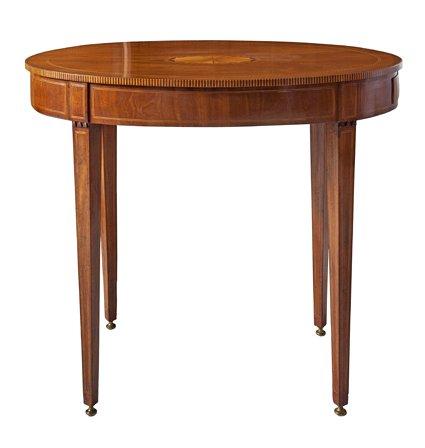 Petit Louis XVI ovale table &Atilde;&nbsp; th&Atilde;&copy; avec tiroir