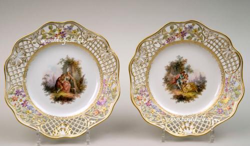 Paire de Meissen r&Atilde;&copy;ticul&Atilde;&copy;e plaques