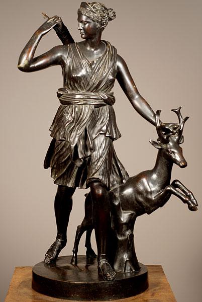 A French bronze sculpture of Diana The Huntress after the Antique, circa 1880.