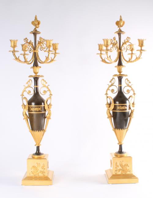 A magnificent pair French Empire ormolu and bronze candelabra circa 1800