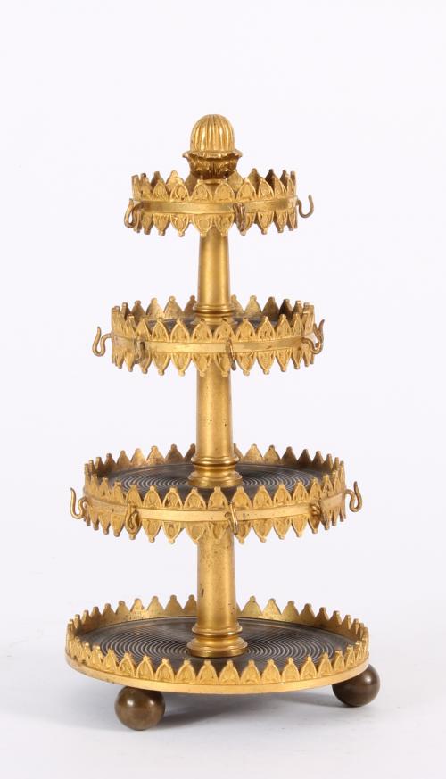 A miniature French Empire ormolu and bronze dumb waiter for jewellery circa 1810