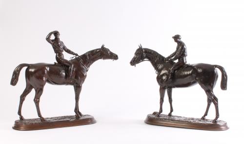 &Acirc;&laquo;Jockeys 'une paire de bronzes patin&Atilde;&copy;s par I. Moigniez