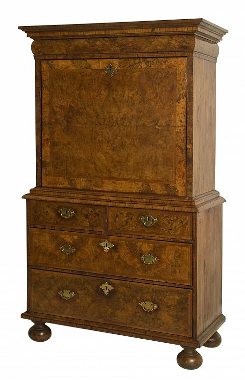 A Queen Anne Walnut and Burr-Walnut Escritoire