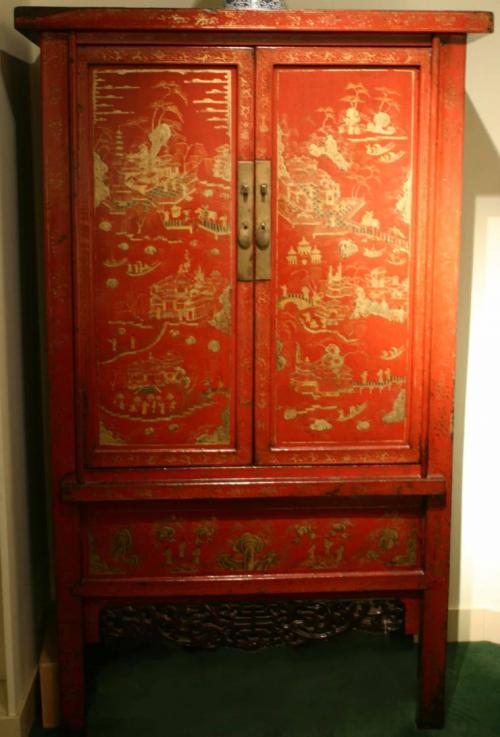 A pair of red lacquer cabinets Antique Chinese Furniture Qing Dynasty