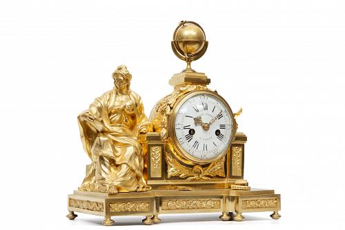 A fine French Louis XVI mantel clock 'Urania' by Gille L'Aîné, the case by Chevalier, circa 1760.