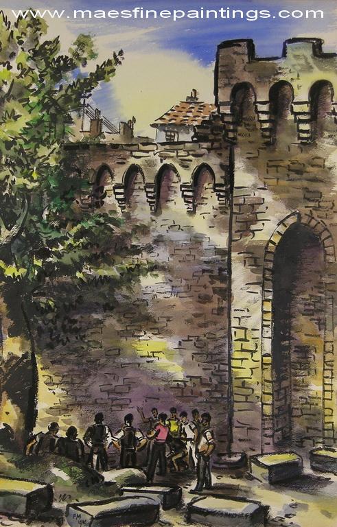 Le jeu de boules sous les remparts   Avignon 1940