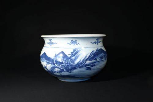 azul y blanco de porcelana china del quemador de incienso periodo Kangxi, de la dinast&Atilde;&shy;a Qing