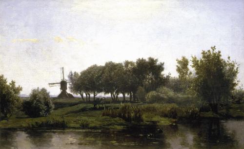 Summer landschap with mill