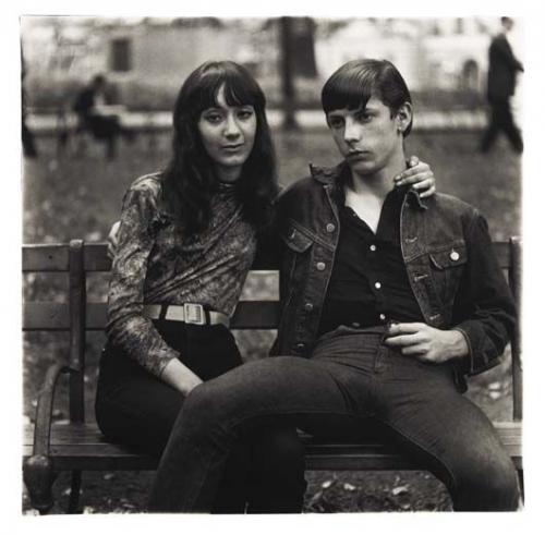 Young Couple on a bench in Washington Square Park, N.Y.C.