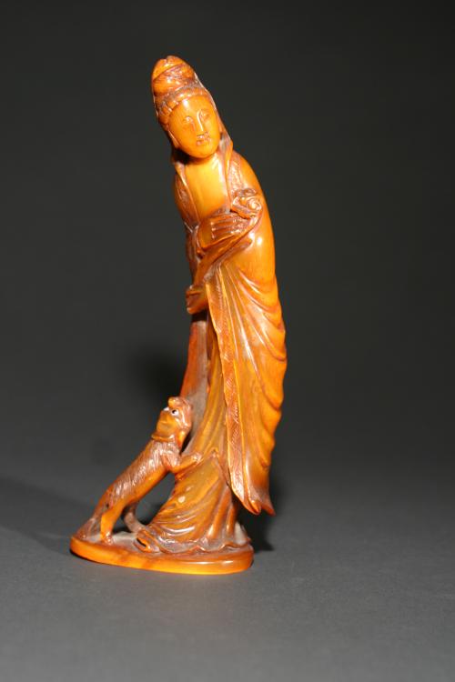 sculpture Horn, Bodhisattva Guanyin, Qing art antique dynastie