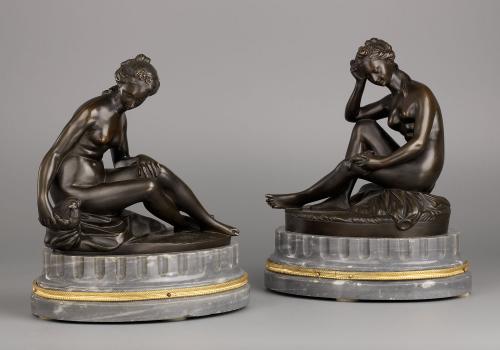 A Pair of Bronze Statuettes Depicting Venus