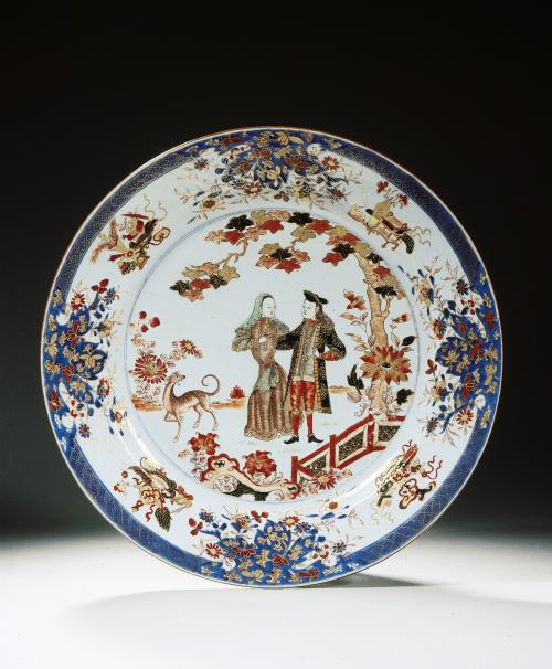 A Chinese verte Imari 'governor Duff' dish