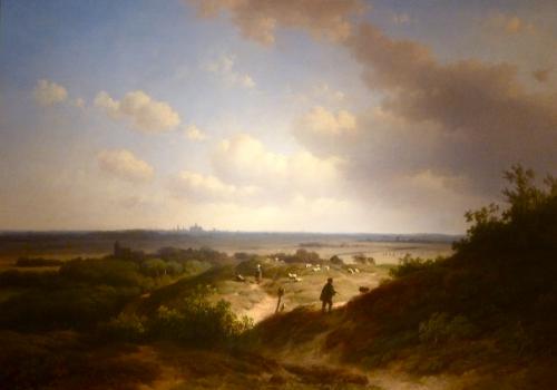 Panoramic landscape with figures and animals