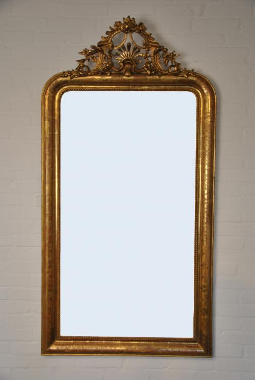 French mirror, gold plated, about 1850. 