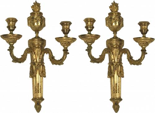A Pair of Early Louis XVI TTwo-Branched Wall-Lights