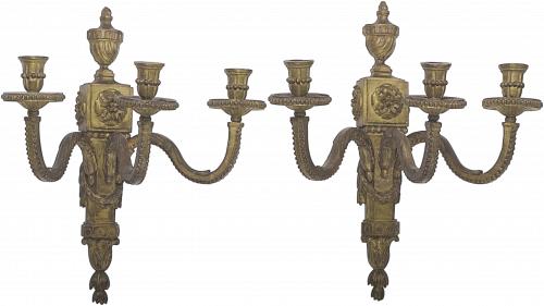 A Pair of Louis XVI Three-Branch Wall-Lights