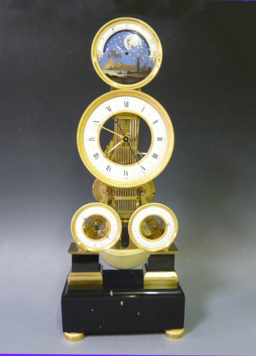 An important and fine multi dial and striking skeleton clock in the style of Hubert Sarton, circa 1800-1820.