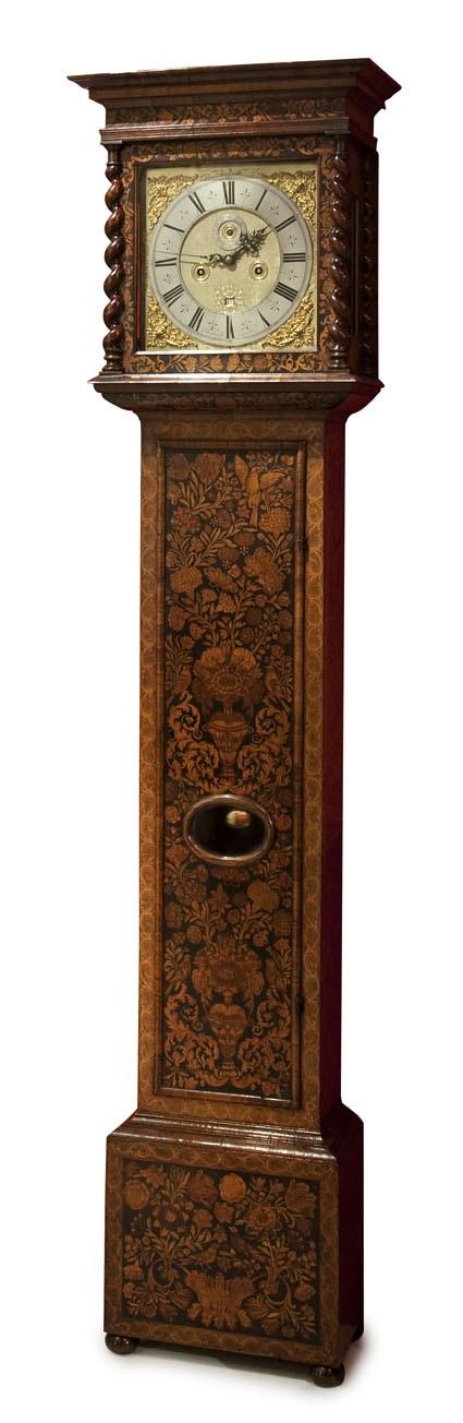 Long case clock with Dutch marqueterie by James Warkwick - London
