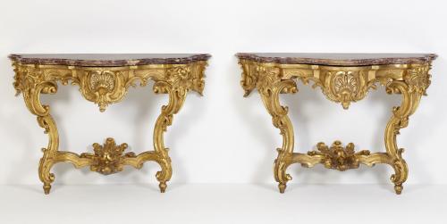 Pair of German Giltwood Console Tables