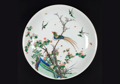 Chinese Famille Verte Plate Decorated with Birds, China KangXi