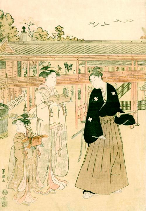 Taking a walk within the precincts of a temple.