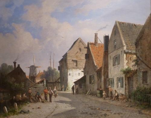 Townview in Summertime (lower left a mill) PENDANT Townview in Wintertime (man with a horse)