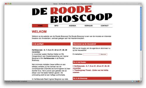 Screenshot Roode Bioscoop website