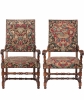 Pair of Superb Walnut Needlepoint Louis XIV Arm Chairs