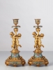 A pair of French ormolu Champleve candlesticks, circa 1880