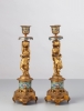 Enamel and ormolu French candlesticks circa 1860