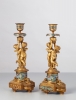 A pair of French ormolu Champleve candlesticks, circa 1880