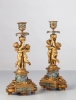 Enamel and ormolu French candlesticks circa 1860