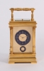 A French gilt brass carriage clock with rare blue enamel dials in Anglaise case, circa 1890