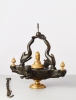 An unusual French Charles X bronze hangIng or table oil-lamp, circa 1830
